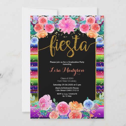 Fiesta Floral Graduation Invitation Party Mexican