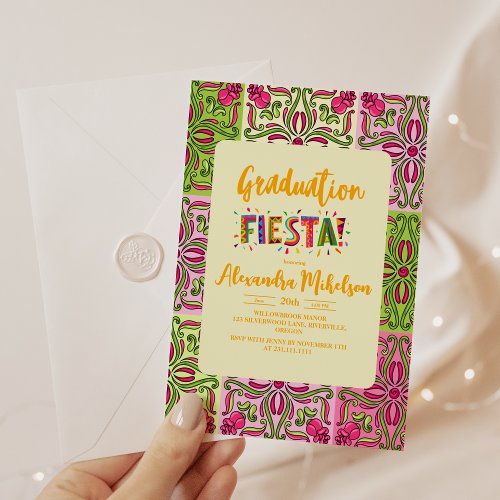 Fiesta Floral Graduation Party Mexican Invitation