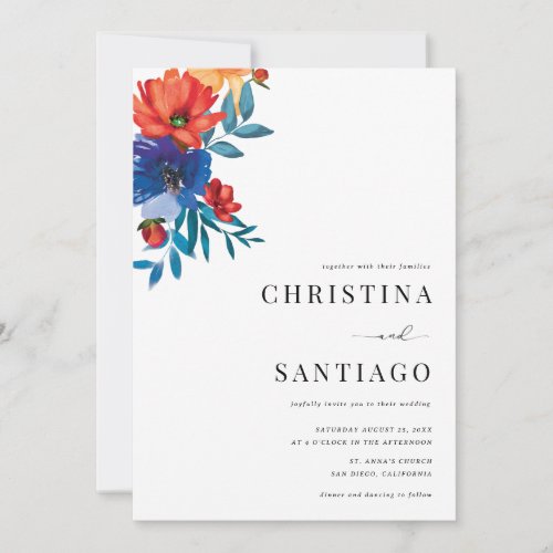 Fiesta Floral Mexican Colorful QR Code Wedding     Invitation