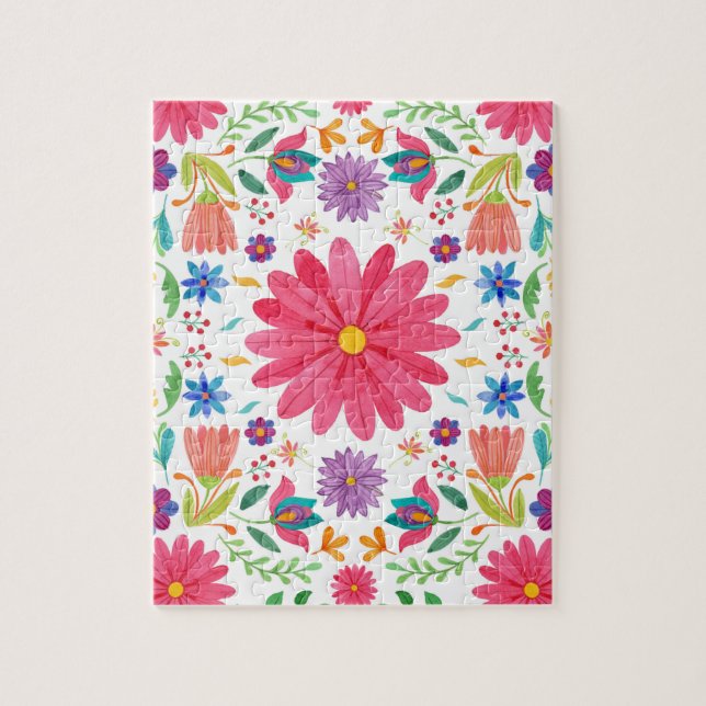 Fiesta Floral Mexicana Folk Jigsaw Puzzle (Vertical)