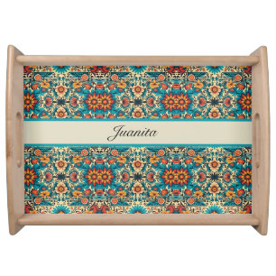 Fiesta Floral Personalized Hostess Serve Style Serving Tray