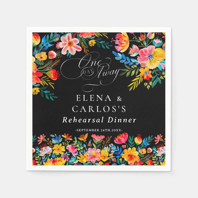 Fiesta Floral Rehearsal Dinner Napkins (Front)
