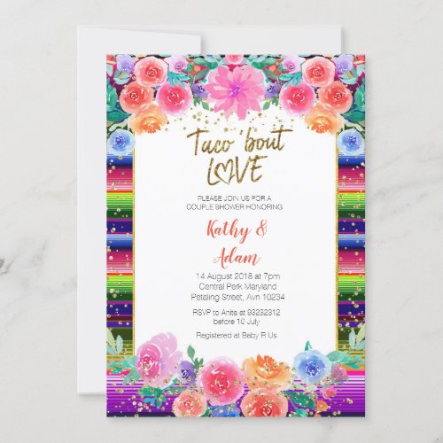 Fiesta Floral Taco about Love COUPLES SHOWER Invitation