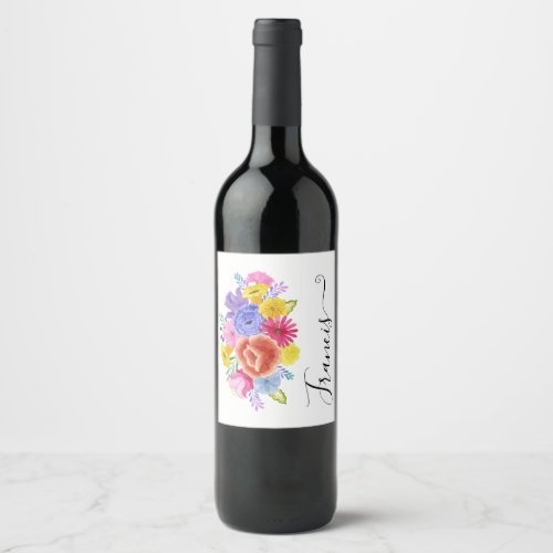 Fiesta Floral Typography Wine Label