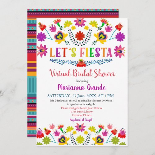 Fiesta Floral Virtual Bridal Shower Invitation