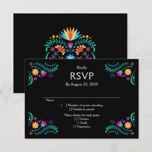 Fiesta Floral Wedding Quinceañera RSVP Card