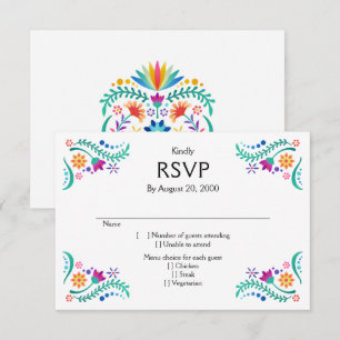 Fiesta Floral Wedding Quinceañera RSVP Card