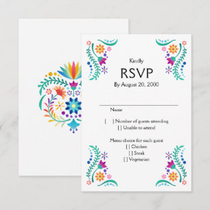 Fiesta Floral Wedding Quinceañera RSVP Card
