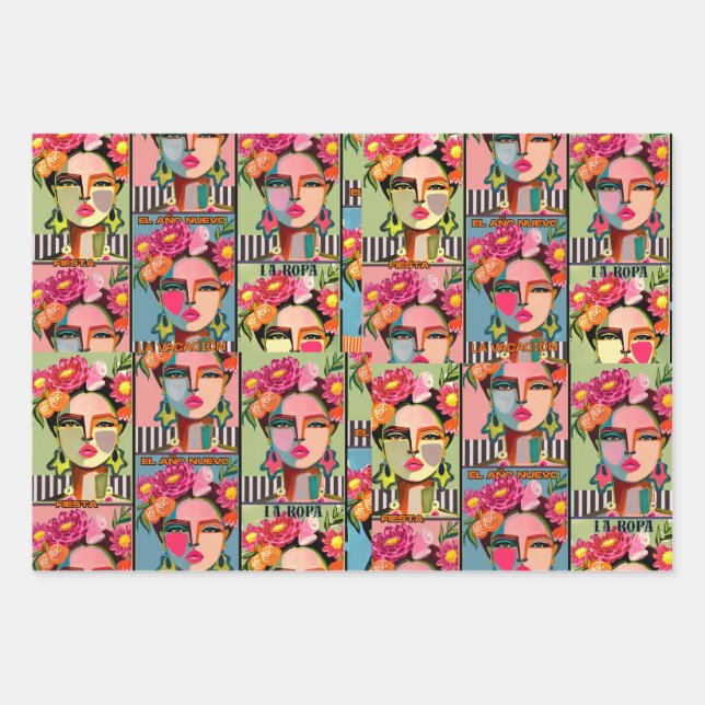 Fiesta Floral Wrapping Paper Sheets (Front)