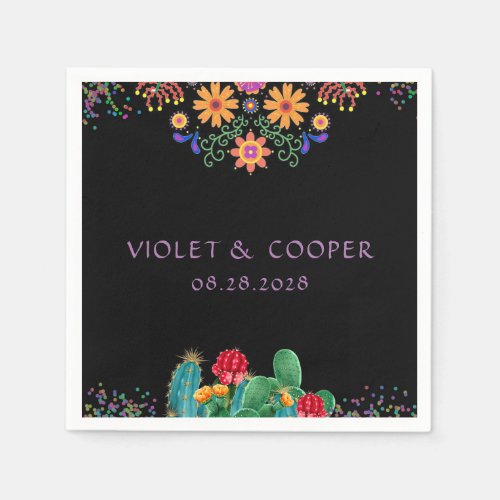 Fiesta Florals and Cactus Wedding Napkins