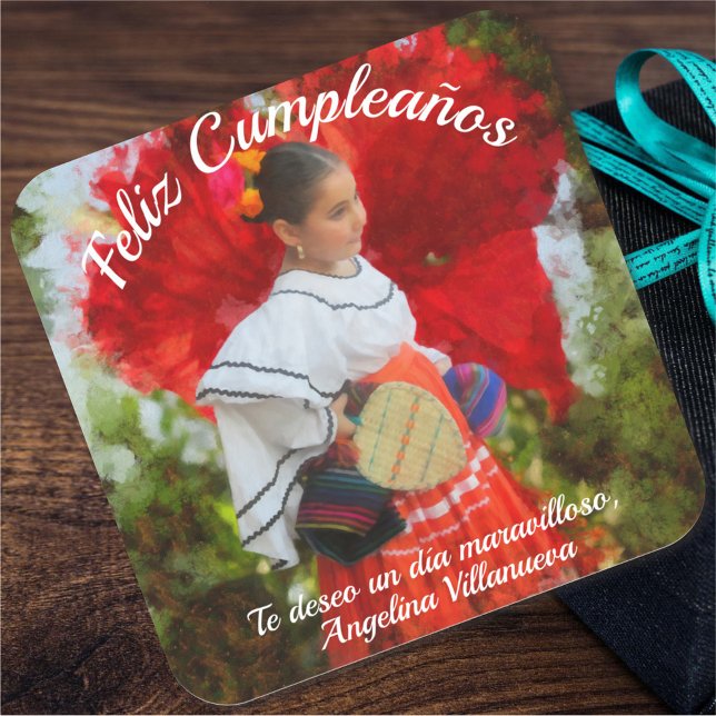 Fiesta Flower Feliz Cumpleanos 2555 Square Sticker (Creator Uploaded)