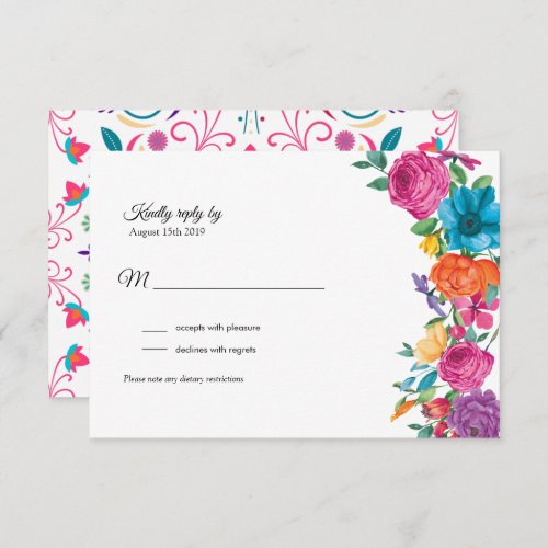 Fiesta Flowers  Mexican Embroidery RSVP Card