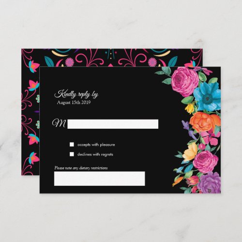 Fiesta Flowers  Mexican Embroidery RSVP Card