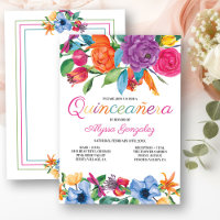 Fiesta Flowers White Colorful Floral Quinceanera