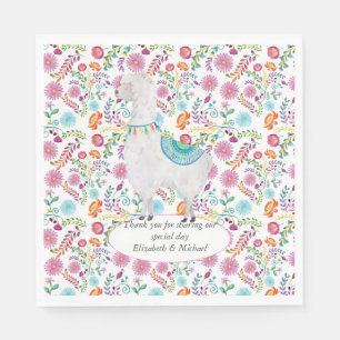 Fiesta Folk Art Floral Llama Wedding Customizable Napkins