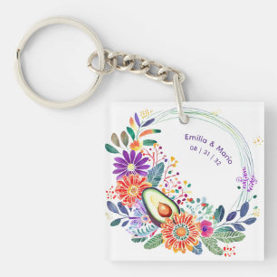 FIESTA Folkart Flowers Avocado Custom Keychain