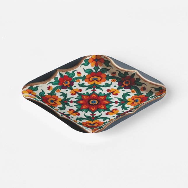 💀🌹Fiesta Frameware Dia de los MuertosFiesta Paper Plates (Angled)