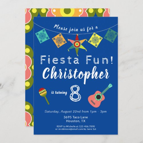Fiesta Fun Colorful Boys Birthday Party Invitation