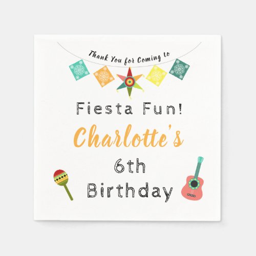 Fiesta Fun Colorful Kids Birthday Party Napkins