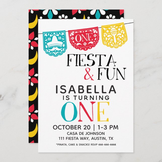 Fiesta & Fun First Birthday Invitation (Front/Back)