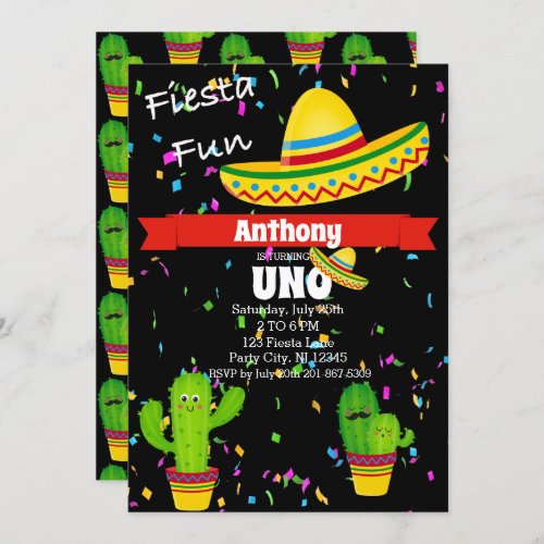 Fiesta Fun First Birthday Party Invitation
