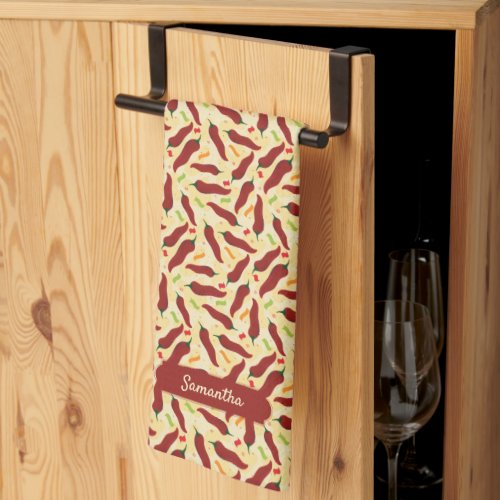 Fiesta Fun Red Chile Pattern Kitchen Towel