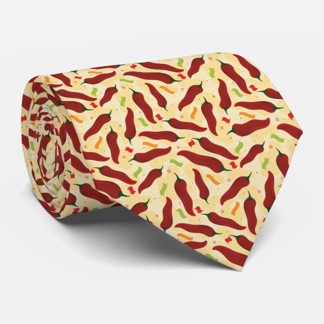 Fiesta Fun Red Chile Pattern Neck Tie (Rolled)