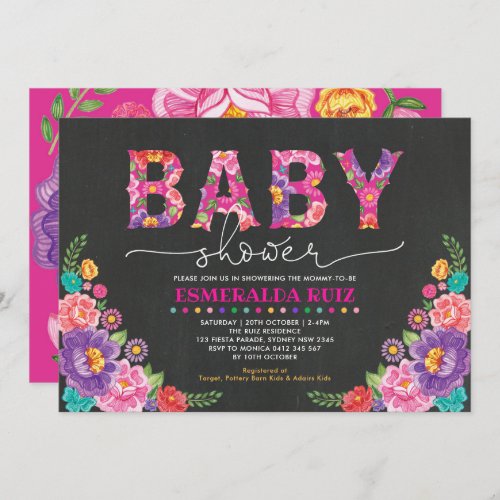 Fiesta Garden Floral Baby Shower Invitation