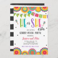 Fiesta Gender Reveal He or She-esta Gender Reveal  Invitation