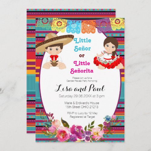 Fiesta Gender Reveal Invitation Seor Or Seorita