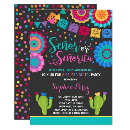 Fiesta Gender Reveal Invitation Señor Or Señorita | Zazzle.com