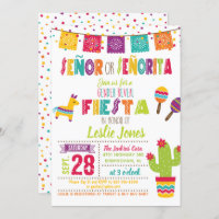 Fiesta Gender Reveal Invitation - White Background