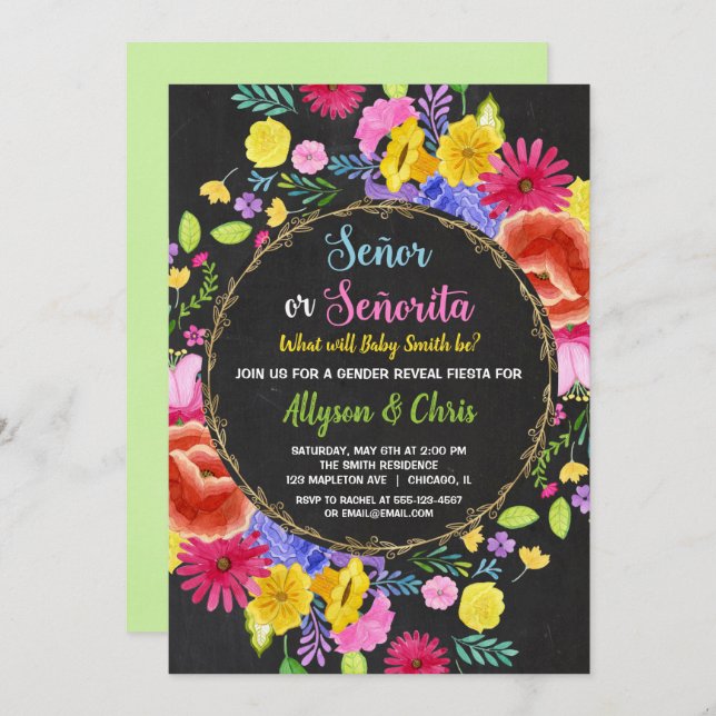 Fiesta gender reveal Mexican fiesta Invitation (Front/Back)