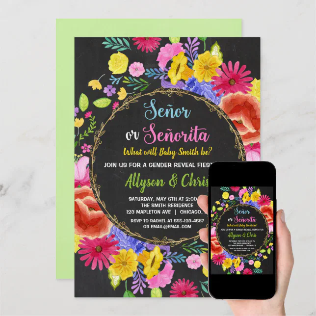 Fiesta gender reveal Mexican fiesta Invitation | Zazzle