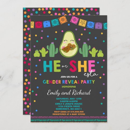 Fiesta Gender Reveal Party He Or She_Esta Reveal Invitation