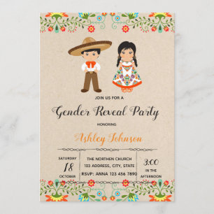 Fiesta gender reveal party invitation