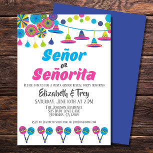 Fiesta Gender Reveal Señor or Señorita Invitation