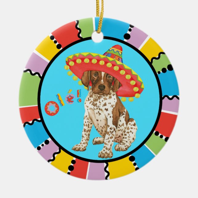 Fiesta German Shorthaired Pointer Ceramic Ornament (Front)