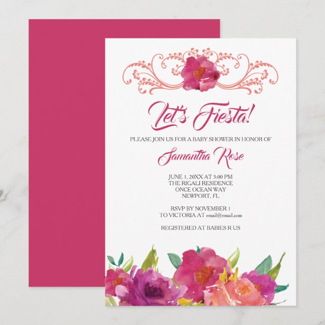 Fiesta Girl Baby Shower Invitation (Front/Back)