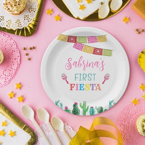 Fiesta Girl Birthday Mexican Paper Plate