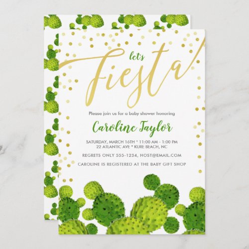 Fiesta Gold and Green Baby Shower Invitation