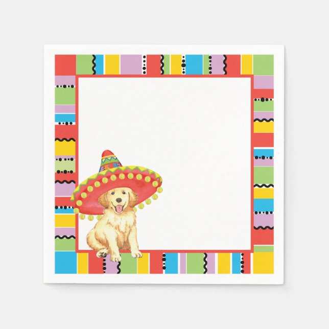 Fiesta Golden Retriever Paper Napkins (Front)