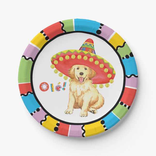 Fiesta Golden Retriever Paper Plates (Front)