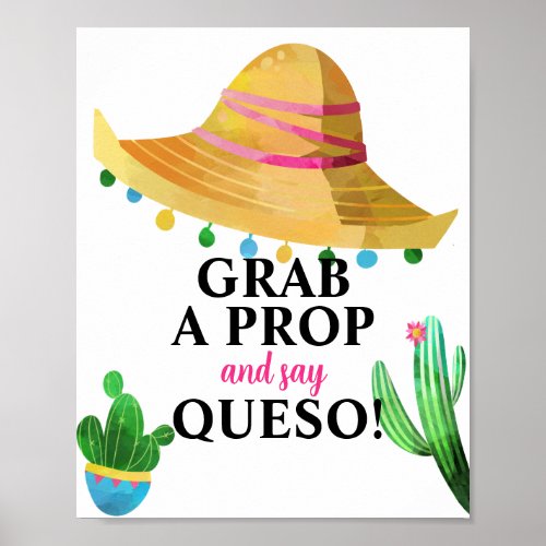 Fiesta Grab A Prop And Say Queso Photo Booth Poster