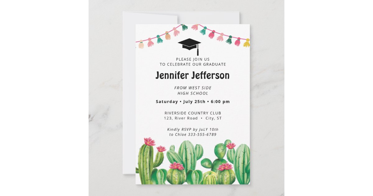 Graduating Cactus Fiesta Graduation Cactus Party Holiday Card | Zazzle