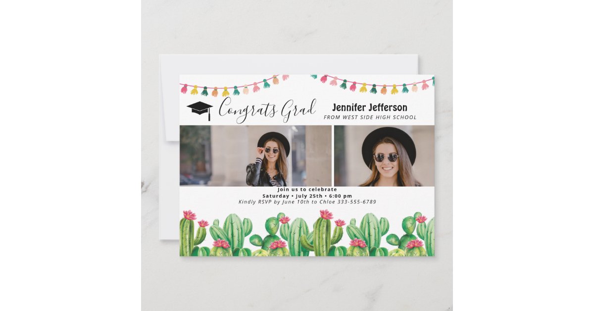 Graduating Cactus Fiesta Graduation Cactus Photo Card | Zazzle