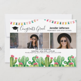 Fiesta Graduation Cactus Photo Card