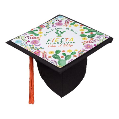 FIESTA Graduation Cap Topper Folk Flower Cacti