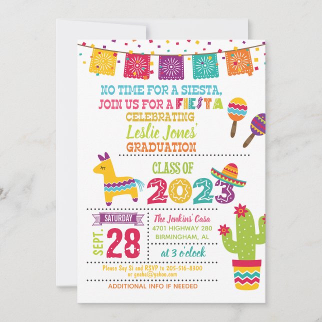 Fiesta Graduation Invitation - White (2023) (Front)