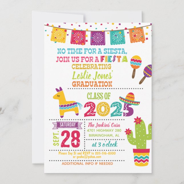 Fiesta Graduation Invitation - White (2025) (Front)